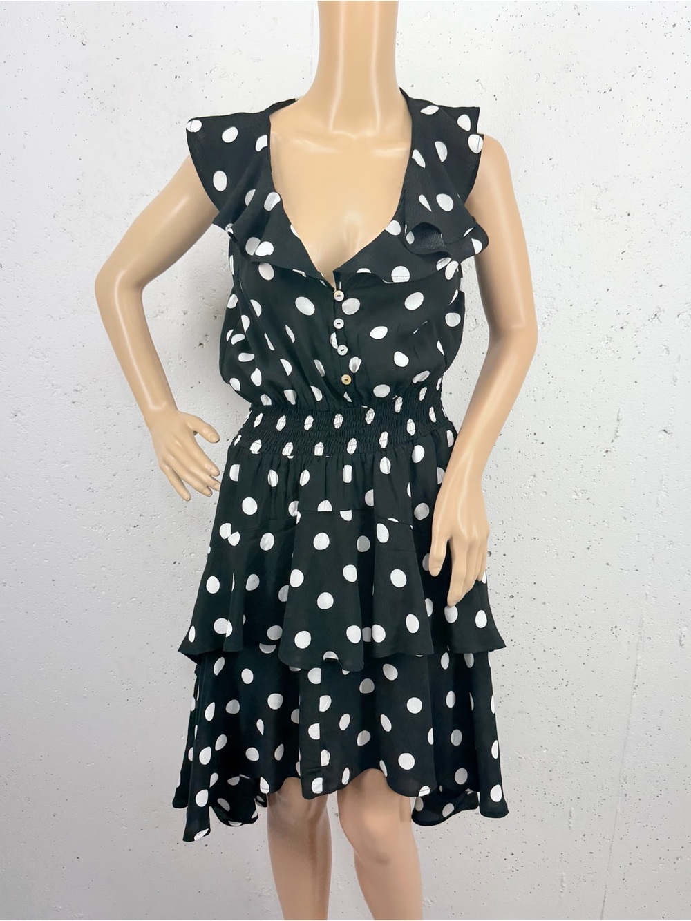 Mister Zimi size AU 10 US 6 Rosa Black Polka Dot Dress